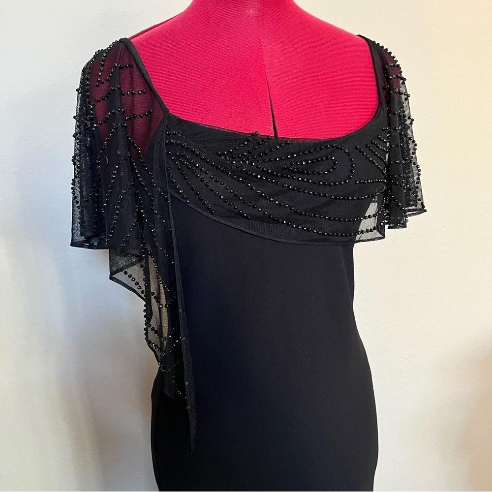 Vintage beaded 80s ๐ค draped neckline ballroom dance lbd classic 8P S.L. Fashion - Picture 4 of 15